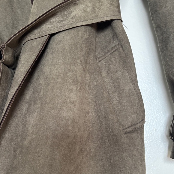 Anthropologie Olive green Faux suede trench coat - Picture 5 of 8